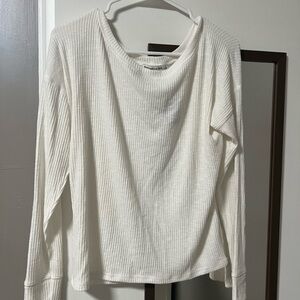 Abercrombie & Fitch Cream Ribbed Long-Sleeve Tee